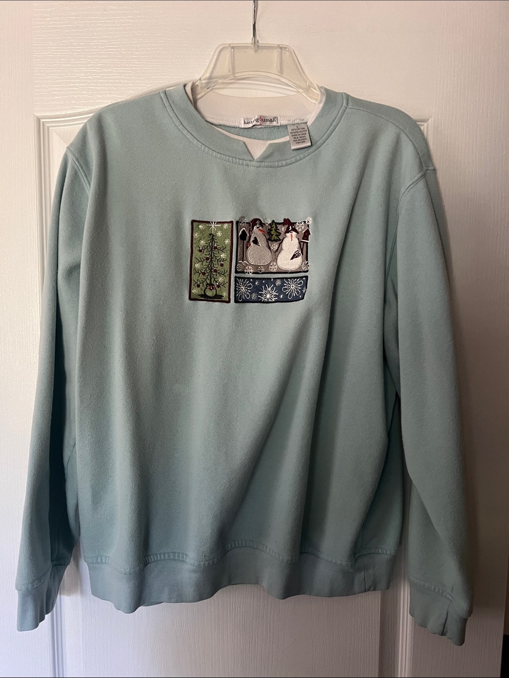 Light Aqua Crewneck Sweatshirt with Winter Patch
